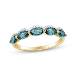 London Blue Topaz & Diamond Ring 1/10 ct tw 10K Yellow Gold