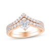 Thumbnail Image 1 of Round-Cut Diamond Chevron Bridal Set 7/8 ct tw 14K Rose Gold