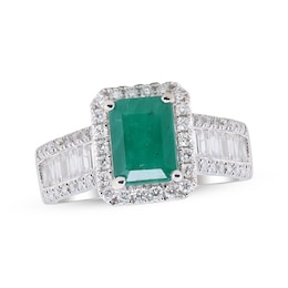 Cirari Couture Emerald-Cut Natural Emerald & Diamond Ring 7/8 ct tw 14K White Gold