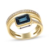 Thumbnail Image 1 of Cirari Couture Emerald-Cut London Blue Topaz & Diamond Spiral Ring 1/5 ct tw 14K Yellow Gold