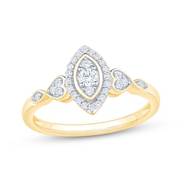 Diamond Marquise Halo Promise Ring 1/4 ct tw 10K Yellow Gold