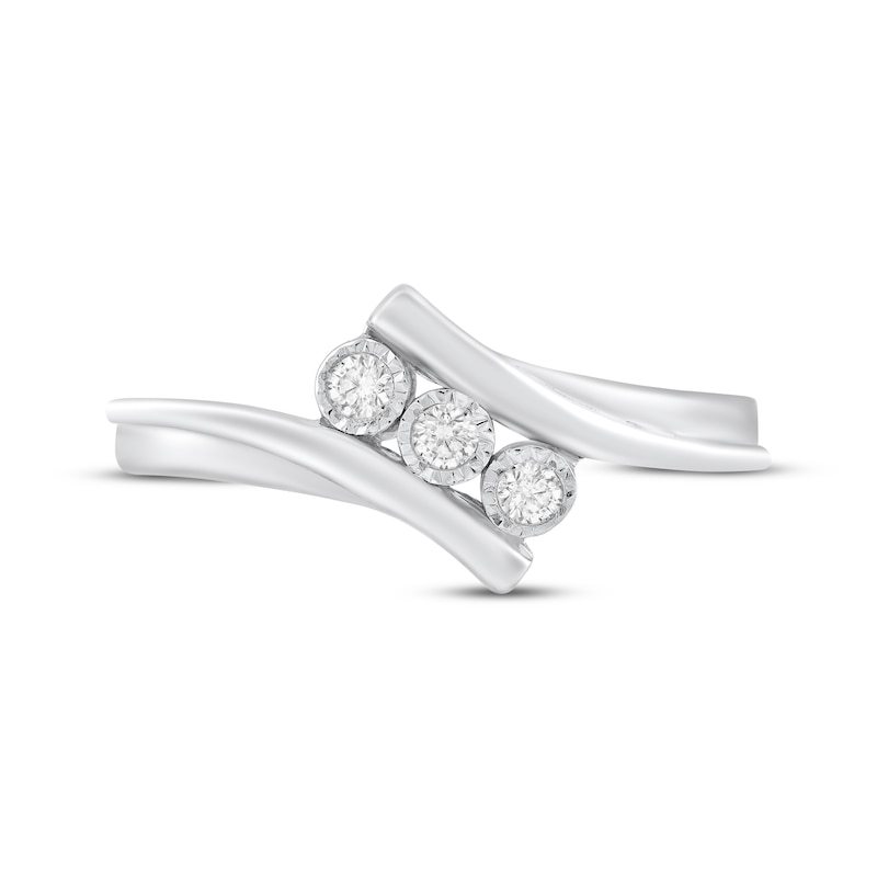 Main Image 3 of Diamond Diagonal Three-Stone Bypass Ring 1/15 ct tw Sterling Silver