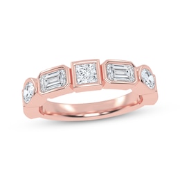 Lab-Grown Diamonds by KAY Princess, Emerald & Oval-Cut Anniversary Ring 2 ct tw 14K Rose Gold