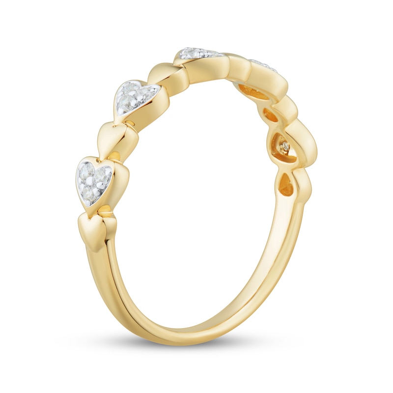 Main Image 2 of Diamond Sideways Hearts Ring 1/10 ct tw 10K Yellow Gold