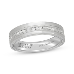 Neil Lane Artistry Men's Round & Baguette-Cut Lab-Grown Diamond Wedding Band 1/2 ct tw 14K White Gold