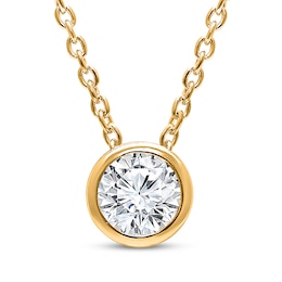 Lab-Grown Diamonds by KAY Round-Cut Bezel-Set Solitaire Necklace 1/3 ct tw 14K Yellow Gold (F/VS2) 18&quot;