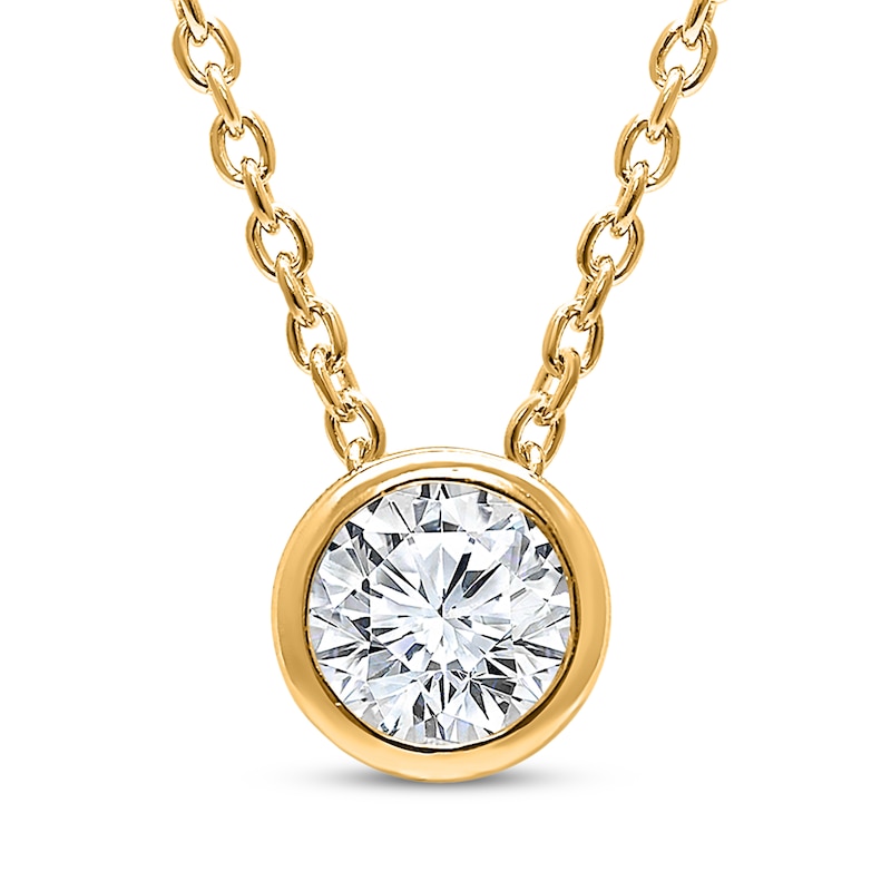 Main Image 1 of Lab-Grown Diamonds by KAY Round-Cut Bezel-Set Solitaire Necklace 1/3 ct tw 14K Yellow Gold (F/VS2) 18&quot;