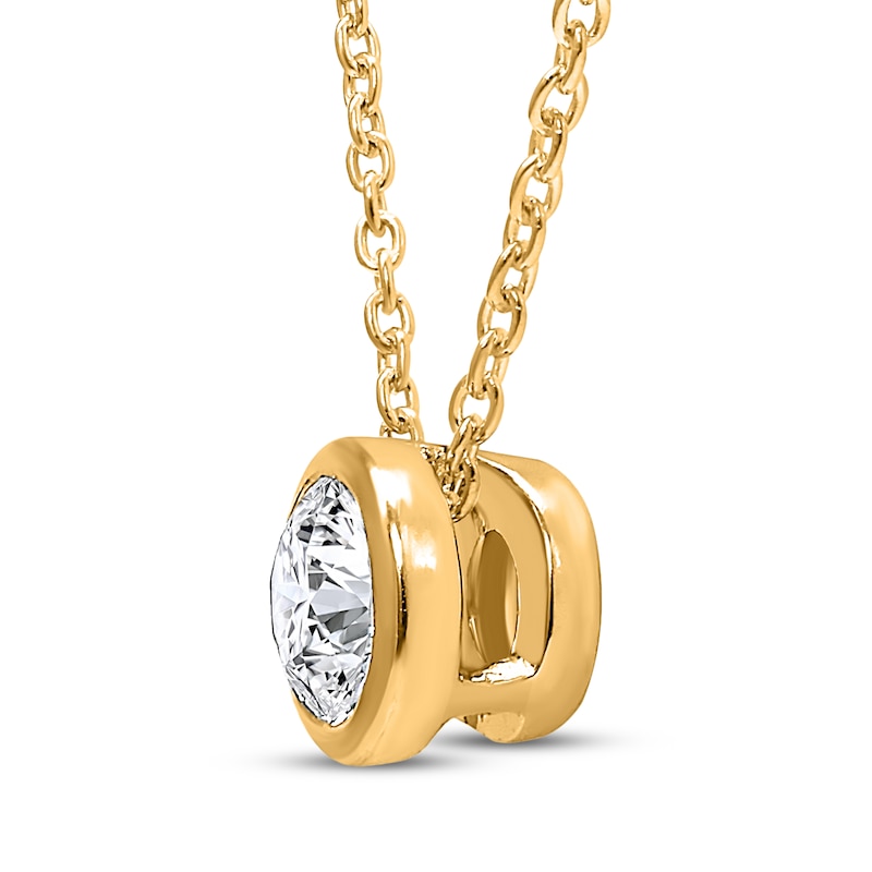 Main Image 2 of Lab-Grown Diamonds by KAY Round-Cut Bezel-Set Solitaire Necklace 1/3 ct tw 14K Yellow Gold (F/VS2) 18&quot;