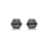 Thumbnail Image 2 of Men's Black Diamond Hexagon Stud Earrings 1/8 ct tw Stainless Steel