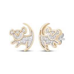 Disney Treasures The Lion King Diamond Stud Earrings 1/10 ct tw Sterling Silver & 10K Yellow Gold