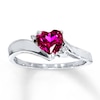 Thumbnail Image 1 of Lab-Created Ruby Ring Diamond Accents Sterling Silver