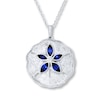 Thumbnail Image 1 of Lab-Created Sapphire Sand Dollar Necklace Sterling Silver