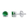 Thumbnail Image 1 of Lab-Created Emerald Stud Earrings 14K White Gold