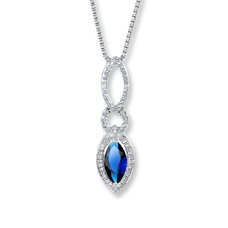 Lab-Created Sapphire Diamond Accents Sterling Silver Necklace | Kay Outlet