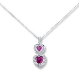 Lab-Created Ruby Lab-Created Sapphire Sterling Silver Necklace