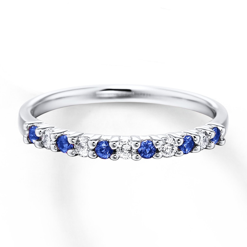 Sapphire Ring 1/8 ct tw Diamonds 14K White Gold | Kay Outlet