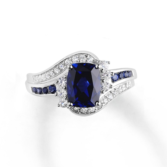 Lab-Created Sapphire Ring Blue & White Sterling Silver | Kay Outlet