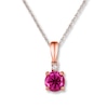 Thumbnail Image 1 of Lab-Created Sapphire Diamond Necklace 10K Rose Gold