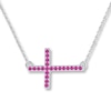 Thumbnail Image 1 of Cross Necklace Lab-Created Sapphires Sterling Silver