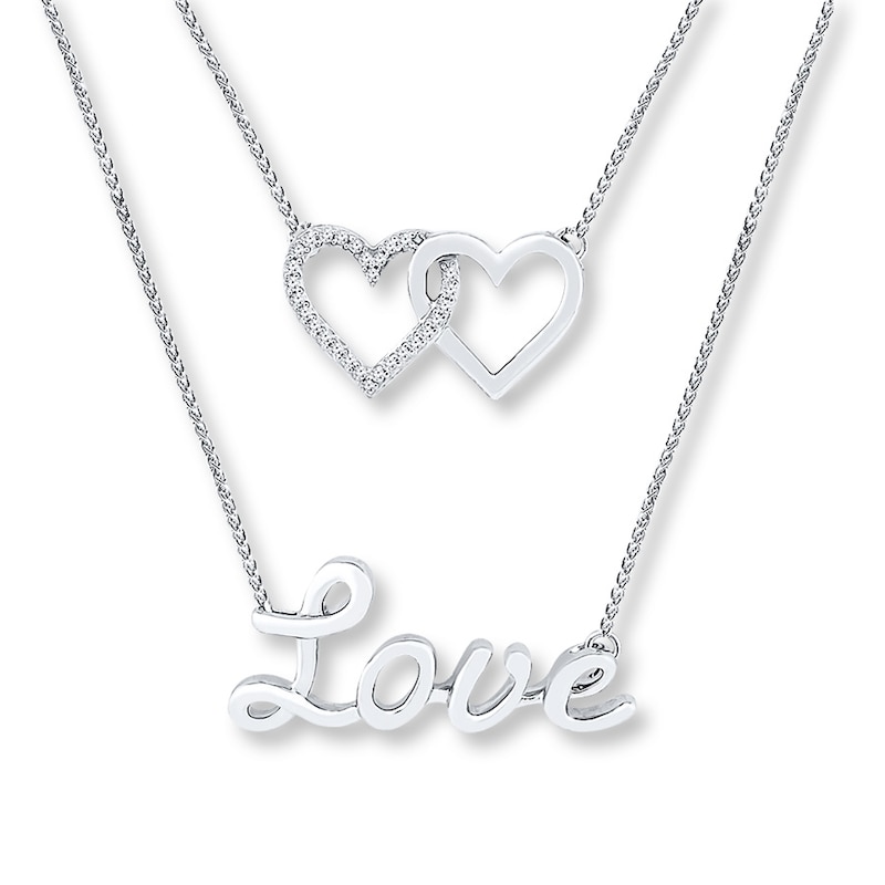 Love Layer Necklace Lab-Created White Sapphires Sterling Silver