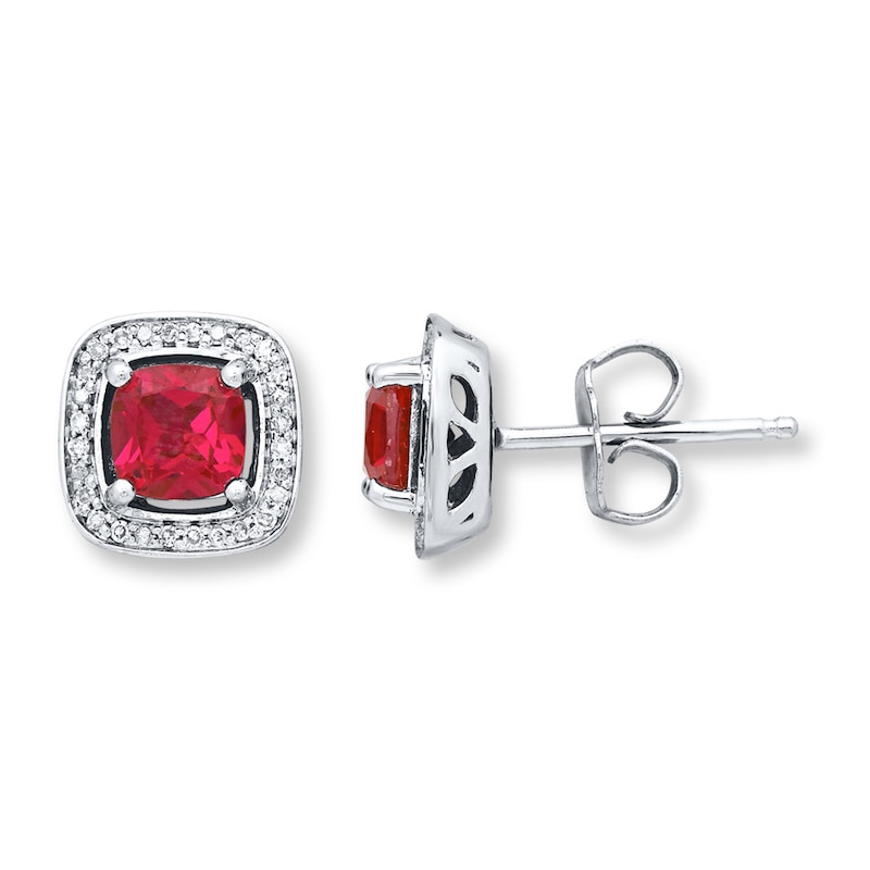 Lab-Created Ruby Stud Earrings Sterling Silver