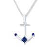 Thumbnail Image 0 of Diamond Anchor Necklace Lab-Created Sapphires Sterling Silver