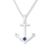 Thumbnail Image 2 of Diamond Anchor Necklace Lab-Created Sapphires Sterling Silver