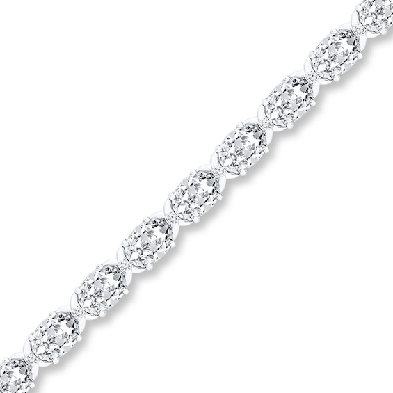 Lab-Created White Sapphire Bracelet Sterling Silver 7.25"