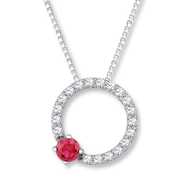 Lab-Created Sapphires/Lab-Created Ruby Necklace Sterling Silver