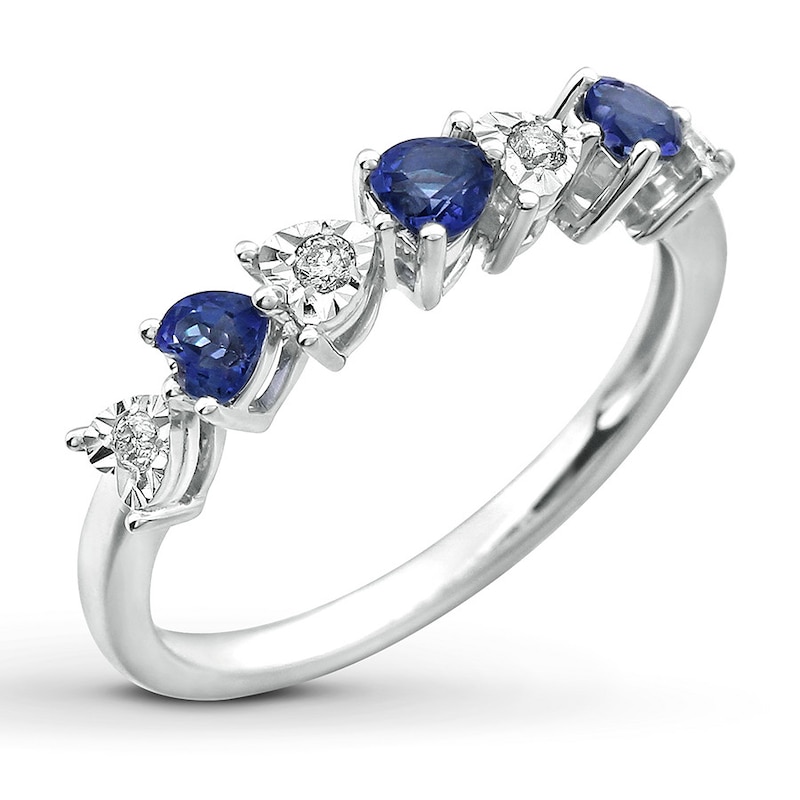 Lab-Created Sapphire Ring 1/15 ct tw Diamonds 10K White Gold