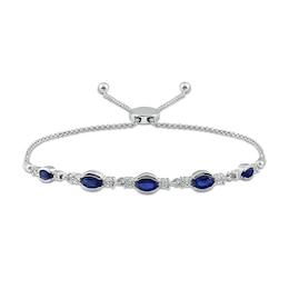 Bolo Bracelet Lab-Created Sapphires Sterling Silver