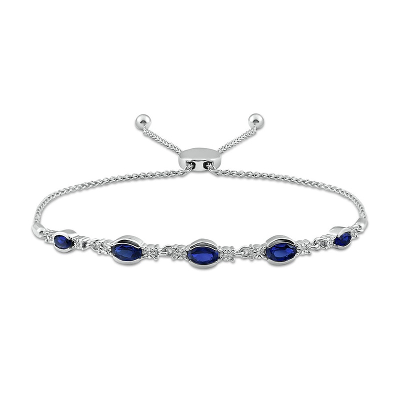 Main Image 1 of Bolo Bracelet Lab-Created Sapphires Sterling Silver