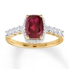 Thumbnail Image 1 of Lab-Created Ruby Ring 1/10 ct tw Diamonds 10K Yellow Gold