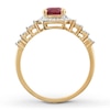 Thumbnail Image 2 of Lab-Created Ruby Ring 1/10 ct tw Diamonds 10K Yellow Gold