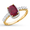 Thumbnail Image 4 of Lab-Created Ruby Ring 1/10 ct tw Diamonds 10K Yellow Gold