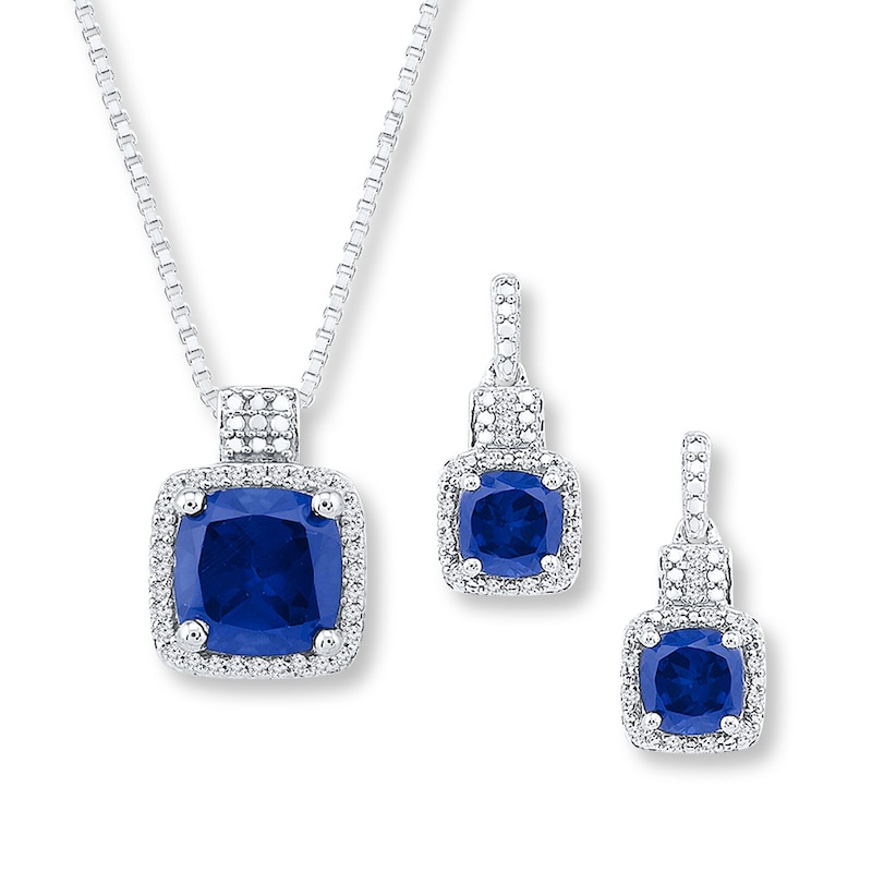 Lab-Created Sapphire Box Set 1/5 ct tw Diamonds Sterling Silver | Kay ...