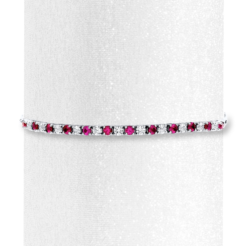 Lab-Created Ruby Bolo Bracelet Sterling Silver 9.5" Adjustable