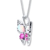 Thumbnail Image 1 of Lab-Created Opal Butterfly Necklace Sterling Silver 18"