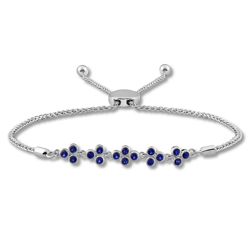 Main Image 1 of Lab-Created Sapphire Bolo Bracelet Bezel-set Sterling Silver