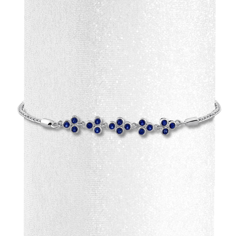 Main Image 3 of Lab-Created Sapphire Bolo Bracelet Bezel-set Sterling Silver