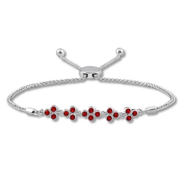 Lab-Created Ruby Bolo Bracelet Bezel-set Sterling Silver