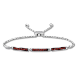 Lab-Created Ruby Bolo Bracelet Sterling Silver