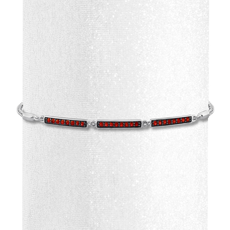 Lab-Created Ruby Bolo Bracelet Sterling Silver