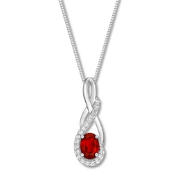 Lab-Created Ruby/Lab-Created Sapphire Necklace Sterling Silver