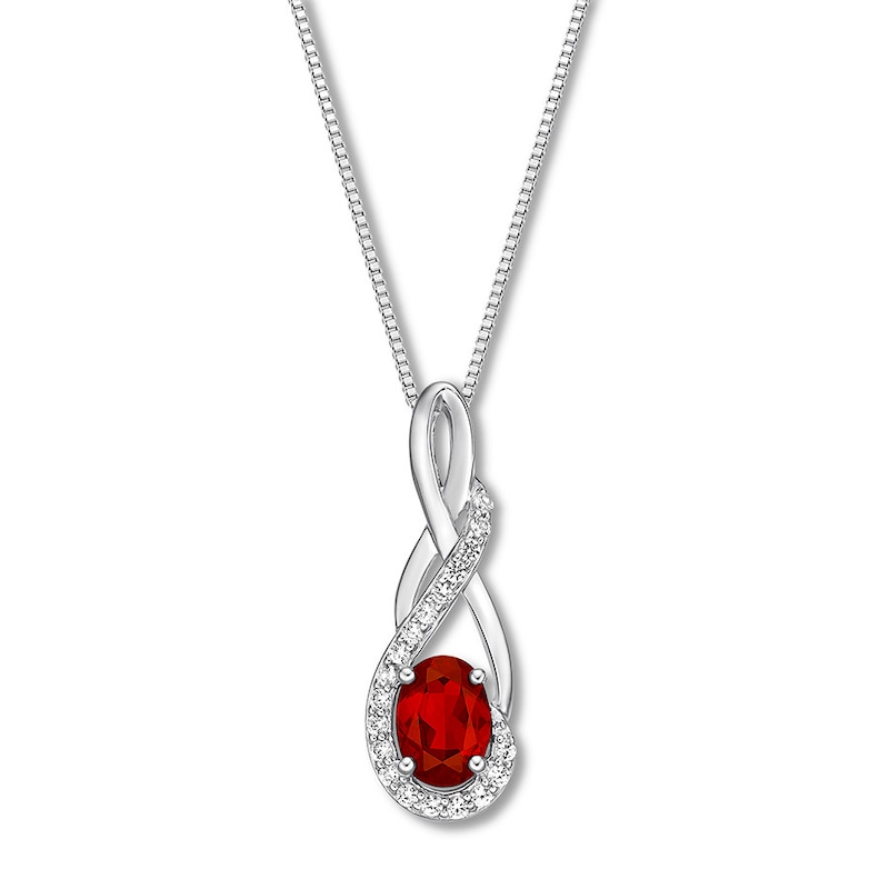 Lab-Created Ruby/Lab-Created Sapphire Necklace Sterling Silver