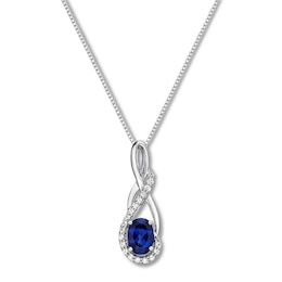 Blue & White Lab-Created Sapphire Necklace Sterling Silver