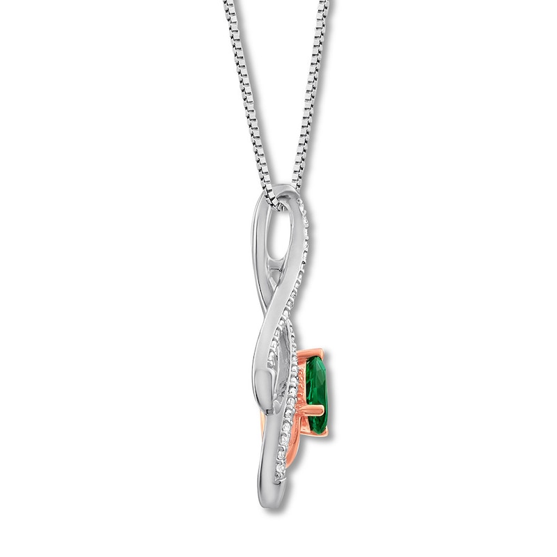 Lab-Created Emerald Necklace Sterling Silver/10K Rose Gold