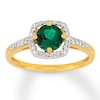 Thumbnail Image 1 of Lab-Created Emerald Ring 1/8 ct tw Diamonds 10K Yellow Gold