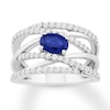 Thumbnail Image 1 of Blue & White Lab-Created Sapphire Ring Sterling Silver