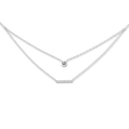 Lab-Created White Sapphire Layered Necklace Sterling Silver